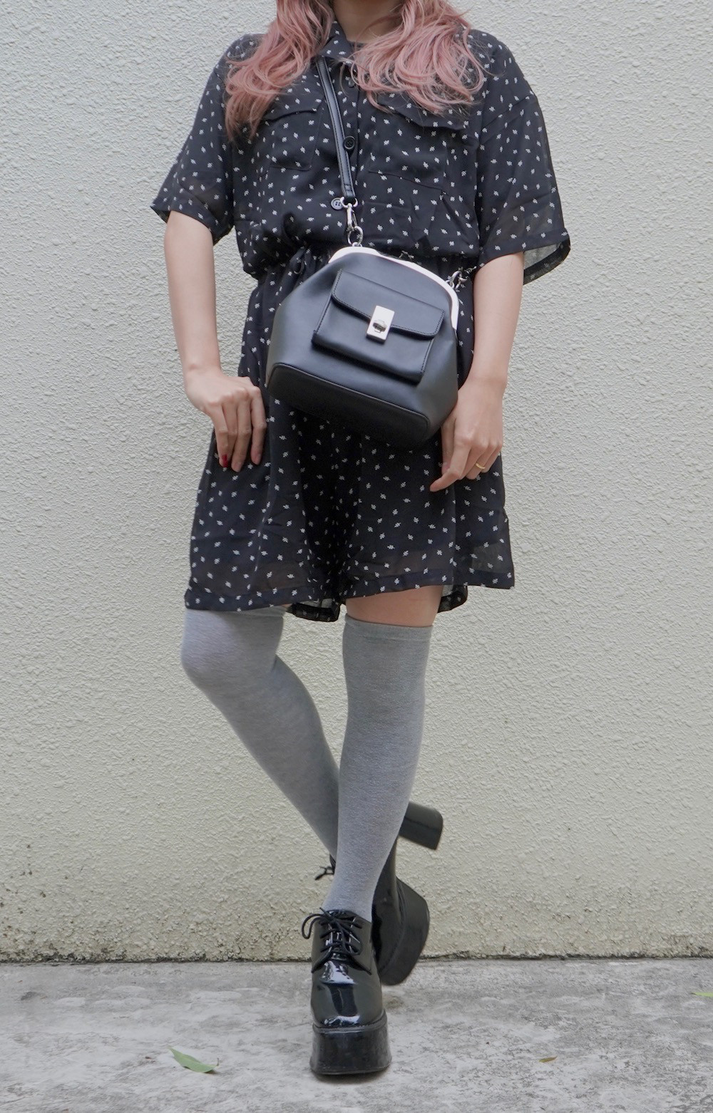 Leaf Pattern Shirts Combinaison (black) オールインワン ブラック 黒 ガーリ