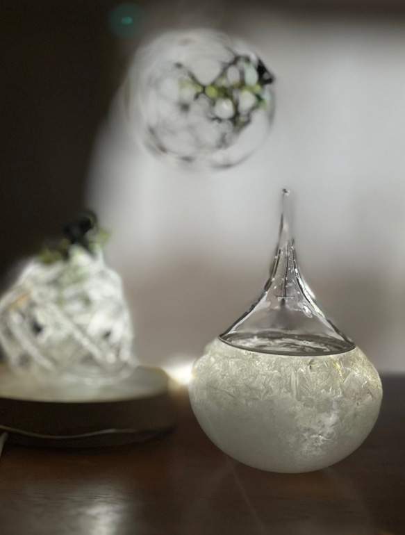 ◆開花結晶◆結晶/ヒノキが描くストームグラスの雫ライト 4枚目の画像
