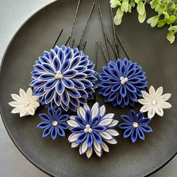 成人式に華やかさを添える つまみ細工の髪飾り【 手染め × 正絹 】和装