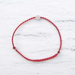 【手編み蝋糸】花形ダイヤモンド | 赤い糸極細幸運蝋縄ブレスレット | ビッグガール 4枚目の画像