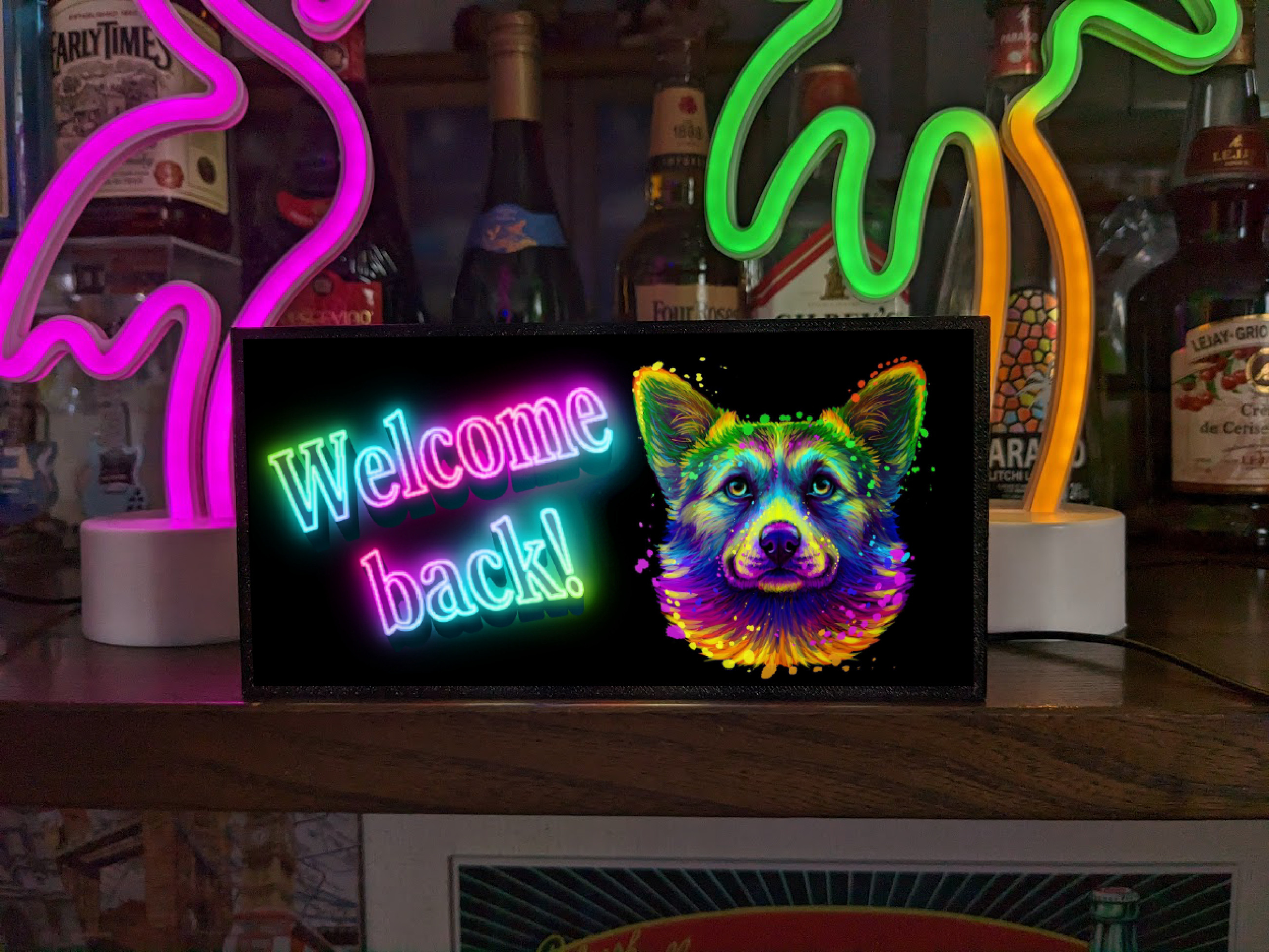 【文字変更無料】コーギー ワンちゃん 犬 イヌ いぬ ペット 家族 おかえり ウェルカム ラン 看板 雑貨 ライトBOX