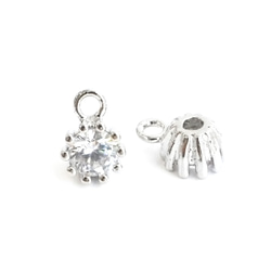 ejp546【2個入り】一粒Crystal シルバーチャーム 4枚目の画像