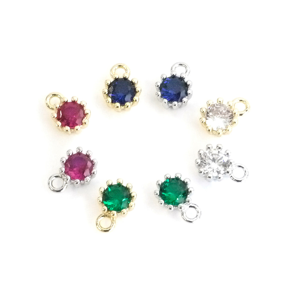 ejp546【2個入り】一粒Crystal シルバーチャーム 7枚目の画像