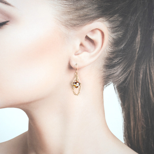 14kgf エレガントティアドロップフープピアス