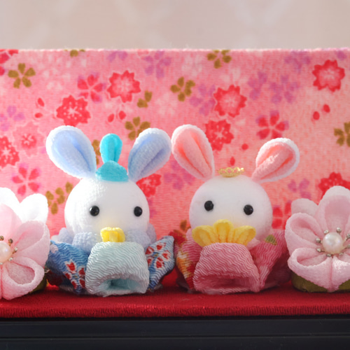 つまみ細工 ケース入りうさぎのおひなさま ひなまつり ひな人形 23ｰ3