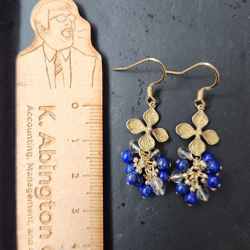 glitter】真鍮×ラピスラズリ ピアス/イヤリング ピアス（フック