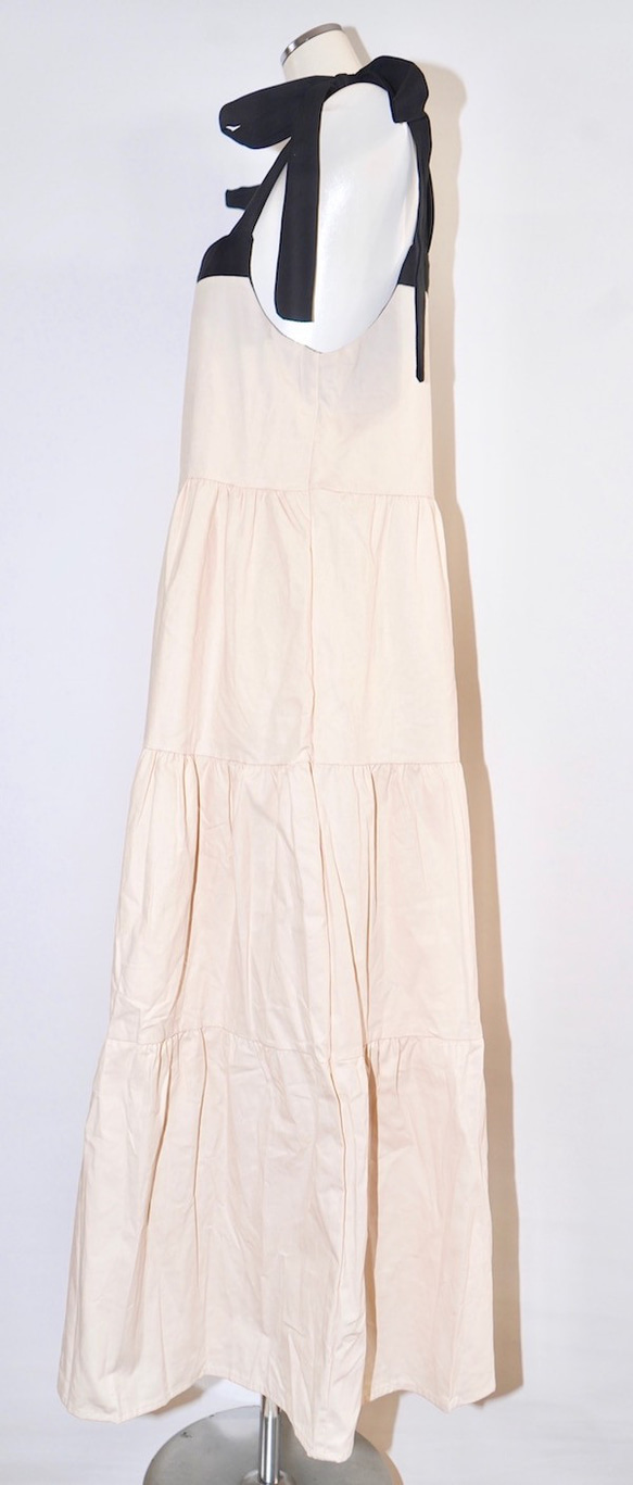 Ribbon Strap Tiered Cami-Onepiece (off white) ロング丈ワンピース ホワイト 9枚目の画像