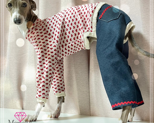 赤のロンパース② イタグレ服　犬服　ハンドメイド 赤のロンパース② イタグレ服 犬服 ハンドメイド