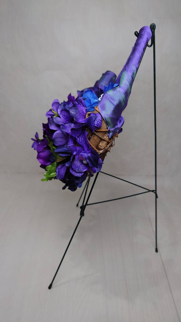 b アーティフィシャルフラワーのバッグ　紫アネモネ 2枚目の画像