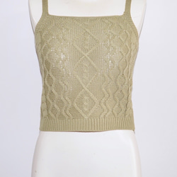 Cable Knit Camisole (green tea) キャミソール グリーン 緑 カジュアル 6枚目の画像