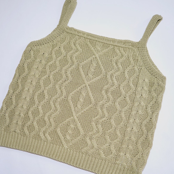 Cable Knit Camisole (green tea) キャミソール グリーン 緑 カジュアル 5枚目の画像