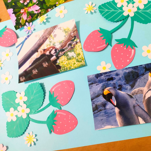 ラミネート可 写真 色紙 手紙 壁面 アルバム 飾り ～苺いっぱいおいし