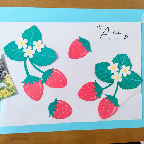 ラミネート可 写真 色紙 手紙 壁面 アルバム 飾り ～苺いっぱいおいし