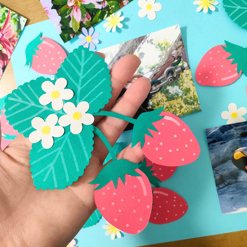 ラミネート可 写真 色紙 手紙 壁面 アルバム 飾り ～苺いっぱいおいし