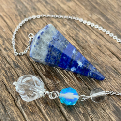 ヒマラヤ水晶（ラフカット）と活性加工ビーズのペンデュラム 天然石