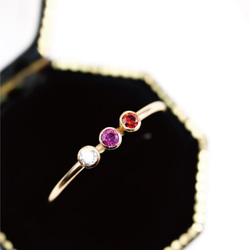 14公斤天然寶石誕生石戒指，鑲嵌3顆天然寶石/嬰兒戒指，低過敏性，可日常佩戴，小指戒指 第6張的照片