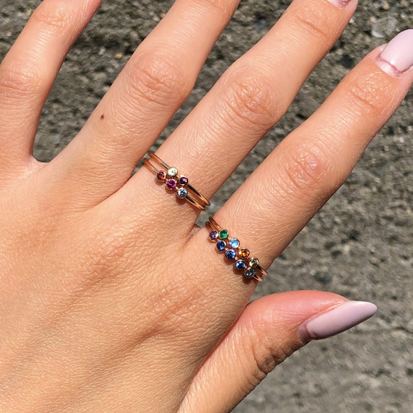 14公斤天然寶石誕生石戒指，鑲嵌3顆天然寶石/嬰兒戒指，低過敏性，可日常佩戴，小指戒指 第17張的照片