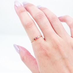 14公斤天然寶石誕生石戒指，鑲嵌3顆天然寶石/嬰兒戒指，低過敏性，可日常佩戴，小指戒指 第3張的照片