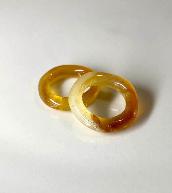 本鼈甲指輪セット 本鼈甲 螺鈿細工 琥珀 指輪2点セット 本鼈甲琥珀