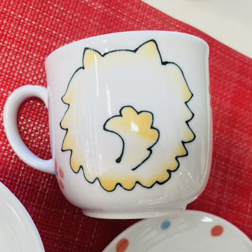 ポメラニアンお茶碗セット（白ポメ、茶ポメ） マグカップ mocomoco堂