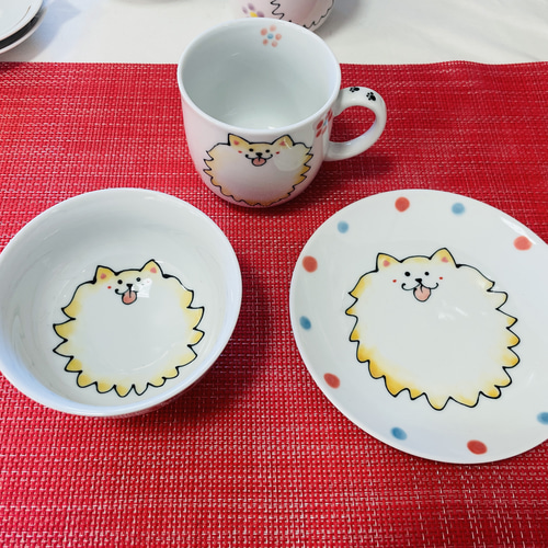 ポメラニアンお茶碗セット（白ポメ、茶ポメ） マグカップ mocomoco堂