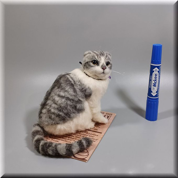 羊毛フェルト　猫　スコティッシュフォールド　ねこ　ネコ　猫フィギュア 6枚目の画像
