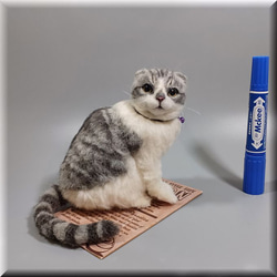 羊毛フェルト　猫　スコティッシュフォールド　ねこ　ネコ　猫フィギュア 5枚目の画像