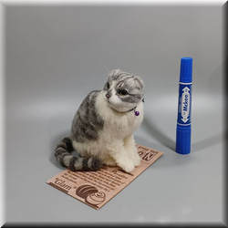 羊毛フェルト　猫　スコティッシュフォールド　ねこ　ネコ　猫フィギュア 4枚目の画像