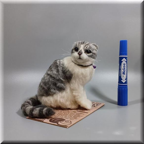 羊毛フェルト　猫　スコティッシュフォールド　ねこ　ネコ　猫フィギュア 10枚目の画像