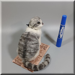 羊毛フェルト　猫　スコティッシュフォールド　ねこ　ネコ　猫フィギュア 7枚目の画像
