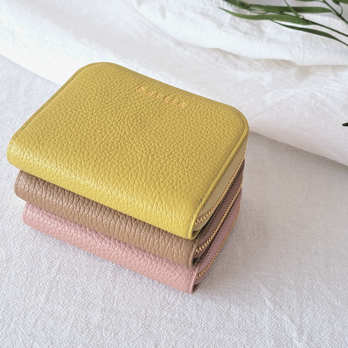 ラウンドファスナーハーフウォレット / トープ / ベージュ / コイン