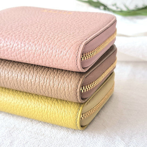 ラウンドファスナーハーフウォレット / ピンクベージュ / コインケース