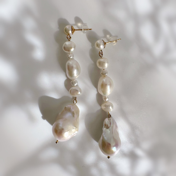 バロックパール　ピアス バロックパール アシンメトリー ロング ピアス イヤリング