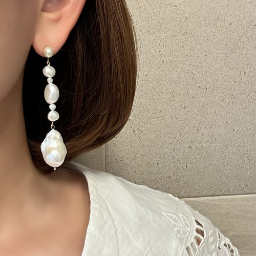 バロックパール ニュアンス ピアス イヤリング ピアス（スタッド