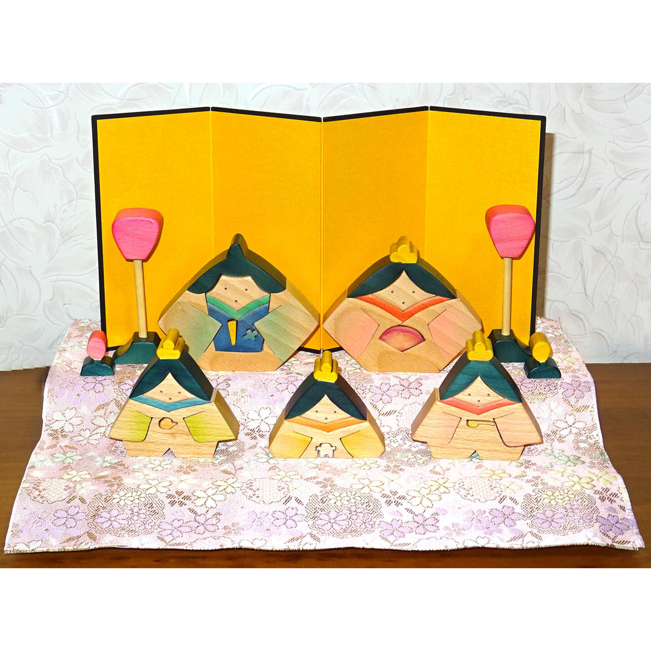 二段飾り組木のかわいいお雛様　木製　手作り木工　新作　#3