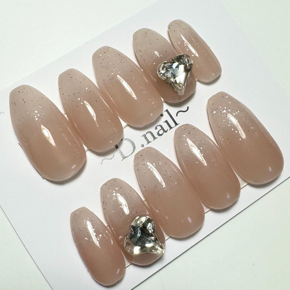 オーダー】ネイルチップ 韓国ワンホン キラキラちゅるんリボンベイビー