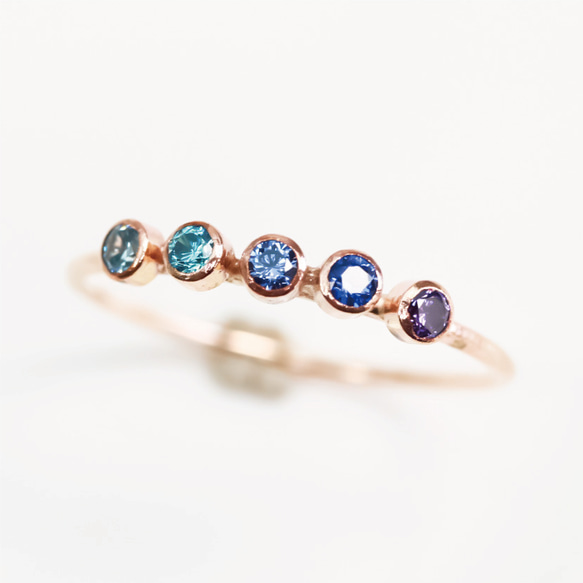 14kgf 五件套天然寶石誕生石戒指/嬰兒戒指，低過敏性，可日常佩戴，小指戒指 第2張的照片