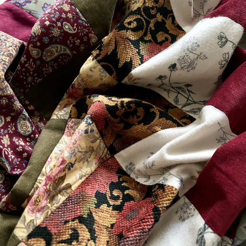 パッチワークスカート 冬素材 ロングスカート（マキシ丈  