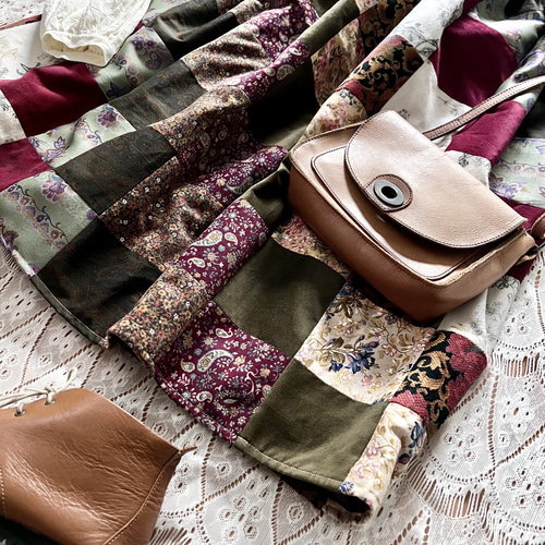 パッチワークスカート 冬素材 ロングスカート（マキシ丈  