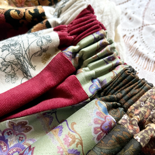 パッチワークスカート 冬素材 ロングスカート（マキシ丈  