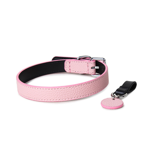 優しい質感が溢れたピンクブラックライチレザーチョーカー チョーカー