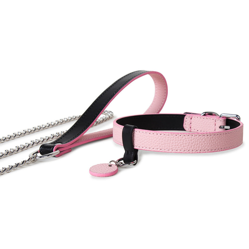 優しい質感が溢れたピンクブラックライチレザーチョーカー チョーカー