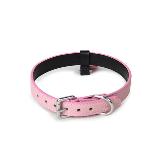 優しい質感が溢れたピンクブラックライチレザーチョーカー チョーカー