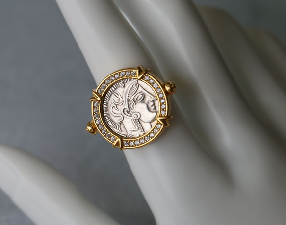 古代スタイル　ギリシャコイン　真鍮　リング　Brass　Ring　15号　指輪　リバーシブル 5枚目の画像