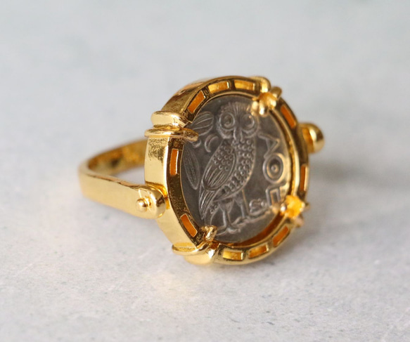 古代スタイル　ギリシャコイン　真鍮　リング　Brass　Ring　15号　指輪　リバーシブル 4枚目の画像