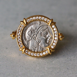 古代スタイル　ギリシャコイン　真鍮　リング　Brass　Ring　15号　指輪　リバーシブル 1枚目の画像