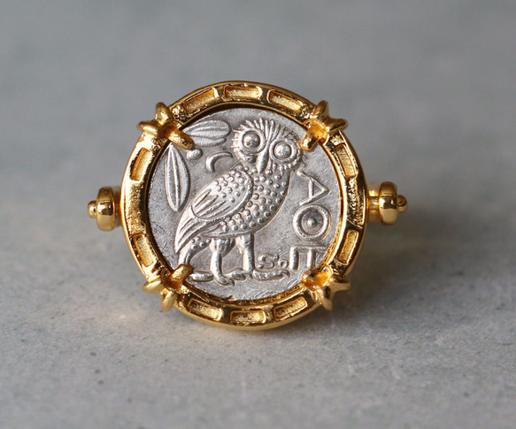 古代スタイル　ギリシャコイン　真鍮　リング　Brass　Ring　15号　指輪　リバーシブル 2枚目の画像