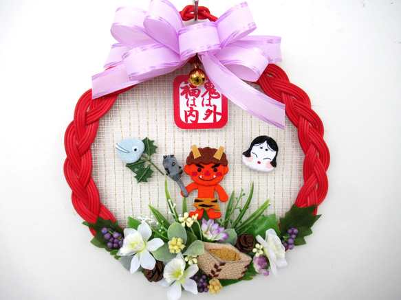 どんぐりアート♡Merry Xmasタペストリー風ライト付きリース♡ どんぐりサンタのクリスマスリース 33cm - 1 - Pastelgreen 'GALLERY