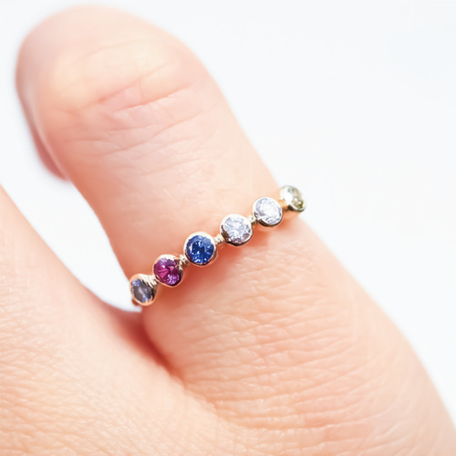 14kgf 6粒選べる天然石・誕生石リング／ベビーリング アレルギー対応