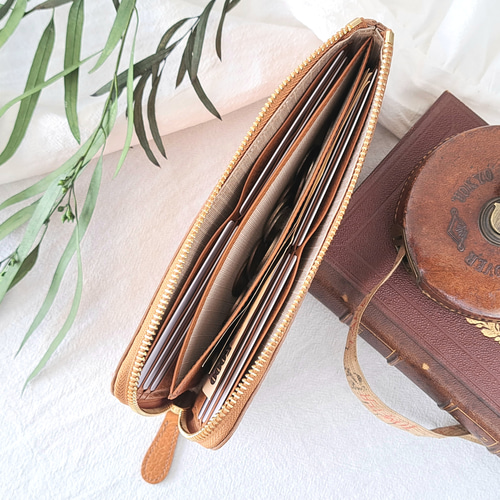 GOLD PFEIL 長財布 レディース 本革 L字ファスナー 革 ゴールド